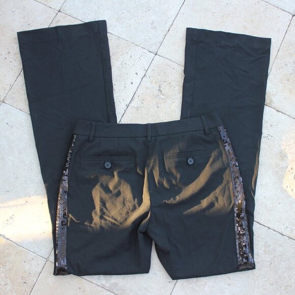 Body by Victoria Black Tuxedo Sequin Stripe on Side Dressy Pants The Kate Fit - Picture 7 of 9